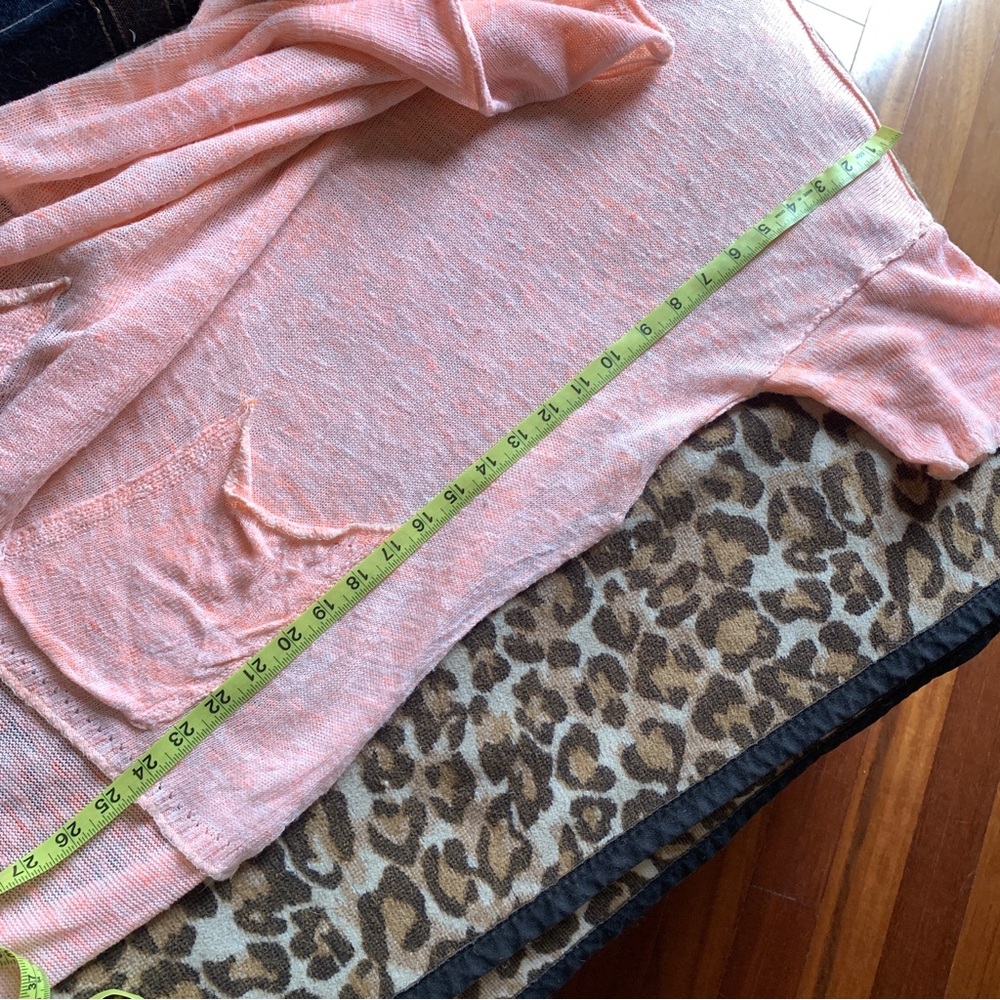 FREE PEOPLE high low pockets peach knit tunic top shirt XS coastal linen boxy - Picture 9 of 9